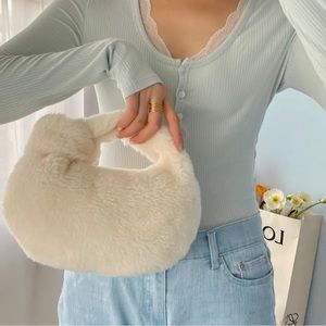 White fluffy dumpling bag, brand new with tag